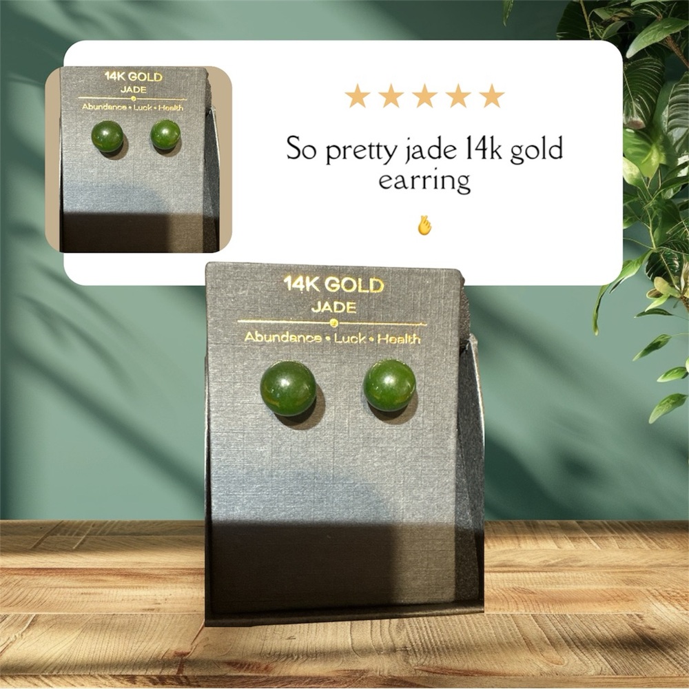 14K Gold Jade Earrings
